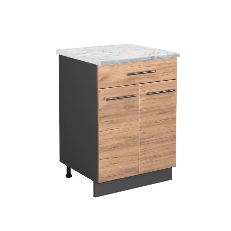 Vicco Küchenunterschrank Fame-Line Goldkraft Eiche/Anthrazit mit Schublade und Marmor-Optik, Breite: 60 cm, Höhe: 82 cm, Tiefe: 56 cm - Bild 2