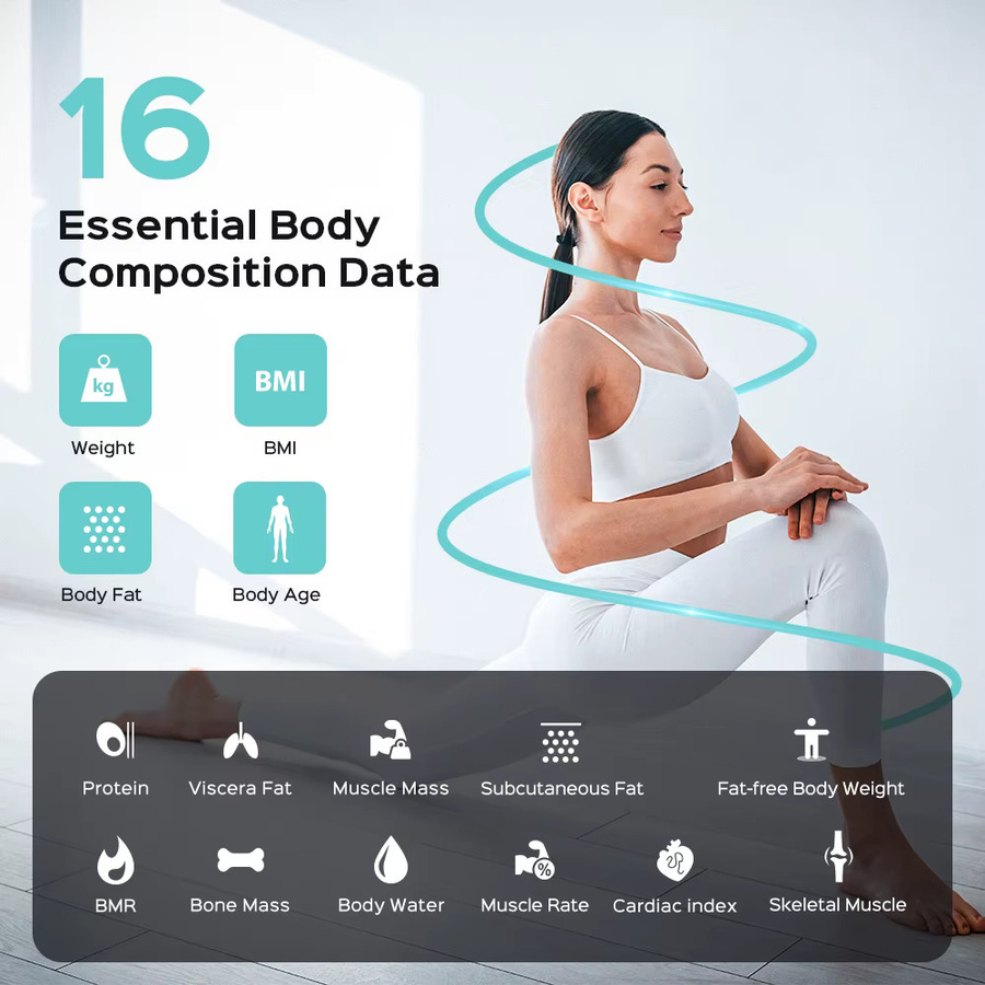 Icomon Intelligente WiFi-Körperfettwaage in Schwarz mit digitaler Zusammensetzungsanalyse für dein Fitness-Tracking - Bild 4