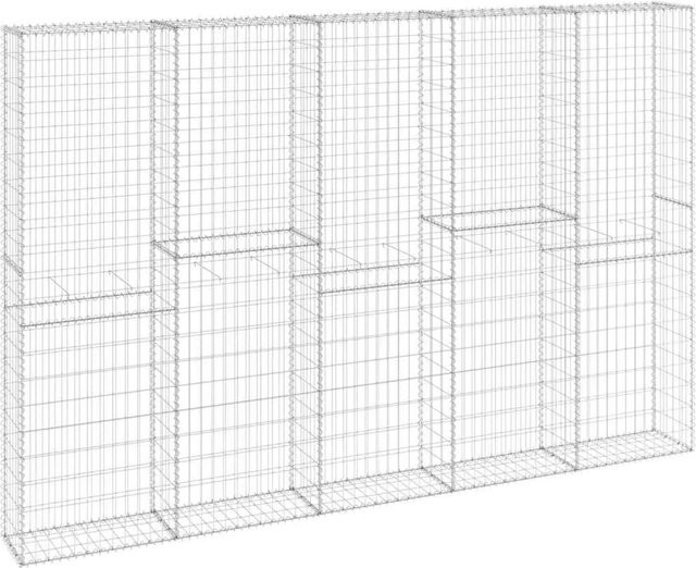 vidaXL Gabionenwand mit Abdeckung aus verzinktem Stahl in Silber, B/T/H: 300 x 30 x 200 cm - Bild 1