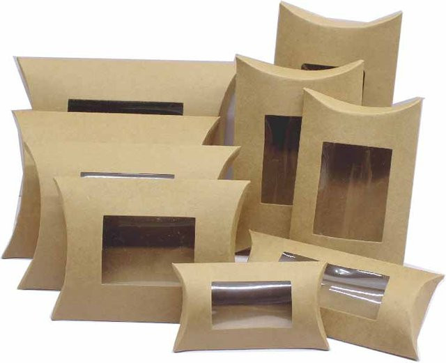 10 Stück DIY-Geschenkverpackungsboxen aus braunem Kraftpapier mit Sichtfenster - Bild 1