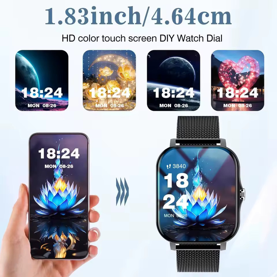 Ola Esporte HT30 Smartwatch in Schwarz mit Bluetooth-Anruffunktion, Gesundheitsüberwachung und Benachrichtigungen für Android und iOS - Bild 1