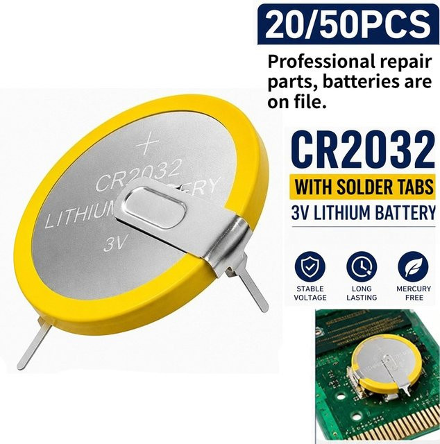 CR2032 Knopfzellenbatterie mit Lötlasche 3V CMOS Backup-Batterie für Retro-Gaming und Spielmodule - Bild 1