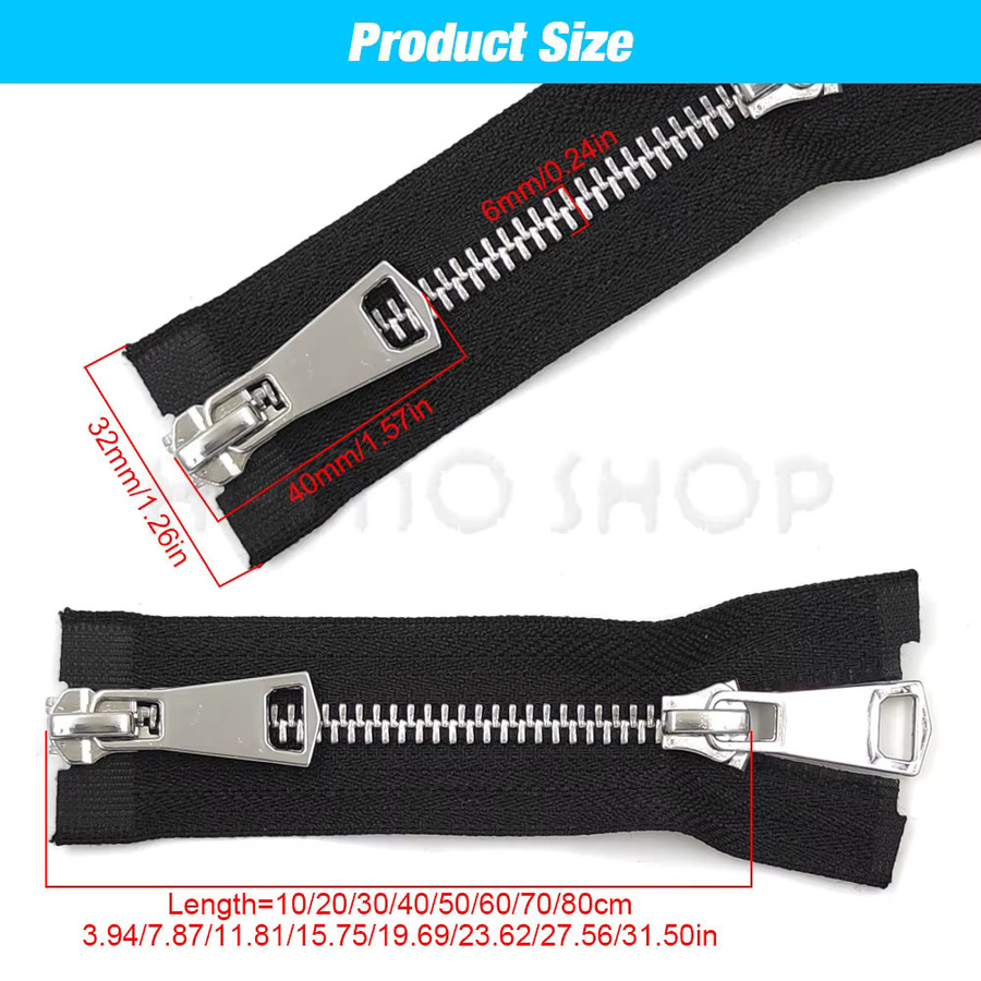 Hamoshop Metall-Reißverschluss Nr. 5 mit Doppelgleiter und offenem Ende, Farbig, 10-80 cm - Bild 2