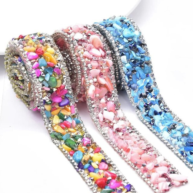 Selbstklebendes Kunstharz-Diamantstreifen Band in Blau und Multicolour für Haarschmuck und DIY-Zubehör - Bild 1