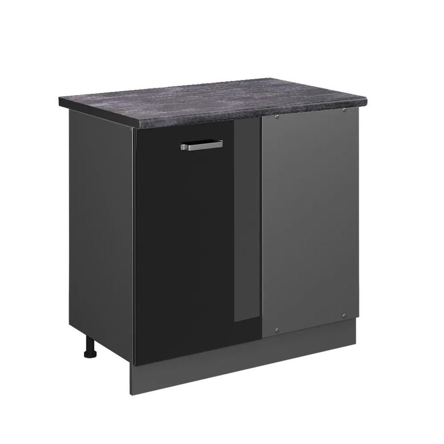 Vicco Eckunterschrank R-Line für die Küche in Schwarz Hochglanz und Anthrazit, B/T/H: 86 x 60 x 81,6 cm - Bild 2