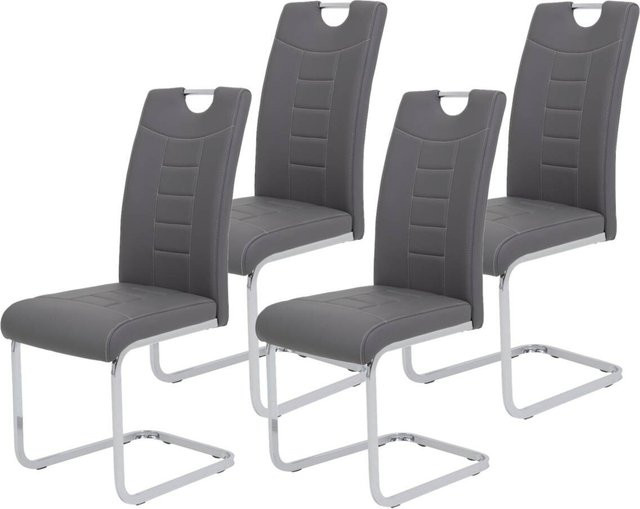 4er Set Schwingstühle Ruby von Hela in Grau aus Kunstleder, B/H/T: 44 x 103 x 60 cm - Bild 1