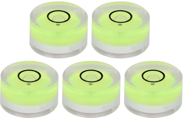 5er Set Mini Libellen Messwerkzeug runde Wasserwaage mit 15 mm Durchmesser in Beige und Transparent - Bild 1