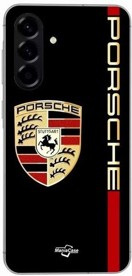 Maniacase Silikon Schutzhülle für Samsung Galaxy A36 mit PORSCHE Logo in Schwarz - Bild 1
