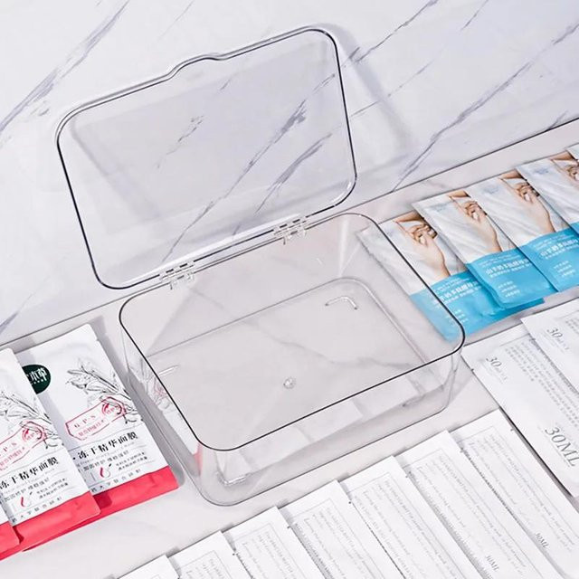 Binchi Outdoor Product Aufbewahrungs-Organizer-Box aus Acryl mit Muschel-Design, transparent, mit Deckel und Griffen, B/T/H: 23,7 x 19,0 x 10,0 cm - Bild 1