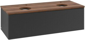 V&B Waschtischunterschrank Antao mit Frontstruktur und Beleuchtung in Schwarz, B/T/H: 120 x 50 x 50 cm - Bild 1