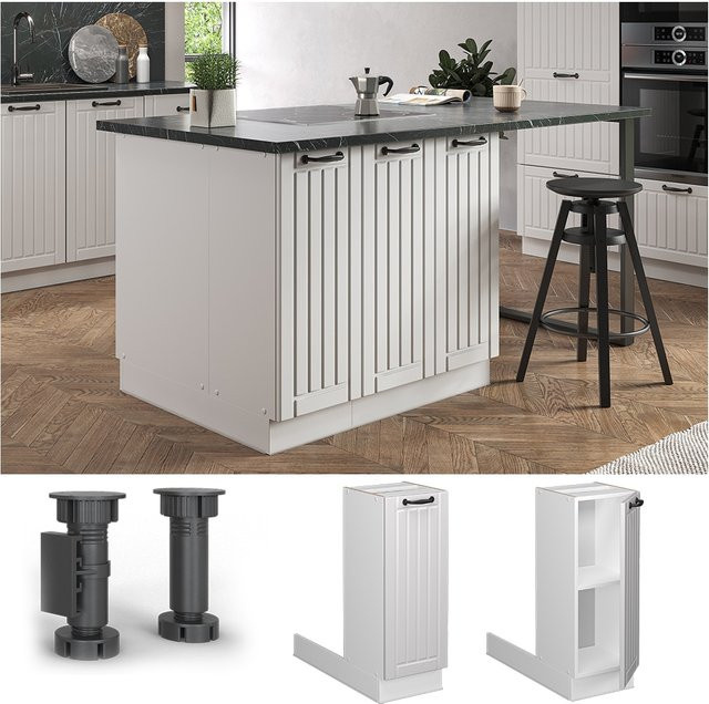 Vicco Küchenunterschrank Fame-Line Landhaus Weiß mit Drehtür und Einlegeboden Breite: 30 cm - Bild 1