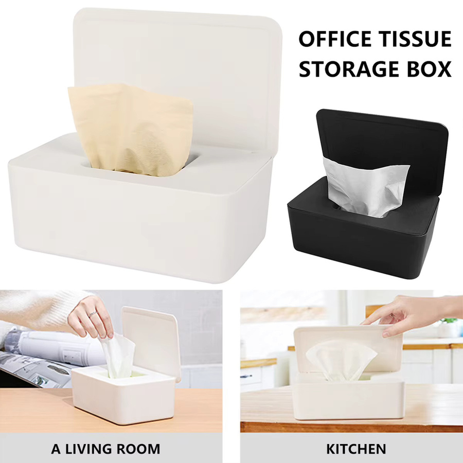 Willstar Nass Tissue Box Staubdicht mit Deckel, Tragbarer Tücher Spender aus Kunststoff, Schwarz - Bild 2