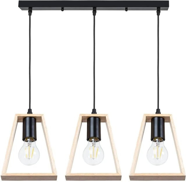 ARTE LAMP Hängeleuchte LED 3-flammig aus Holz in Schwarz und Holzoptik, dimmbar - Bild 1
