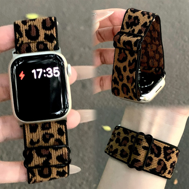 PEO Uhrenarmband Nylon, Leoparden, kompatibel mit Apple Watch - Bild 1