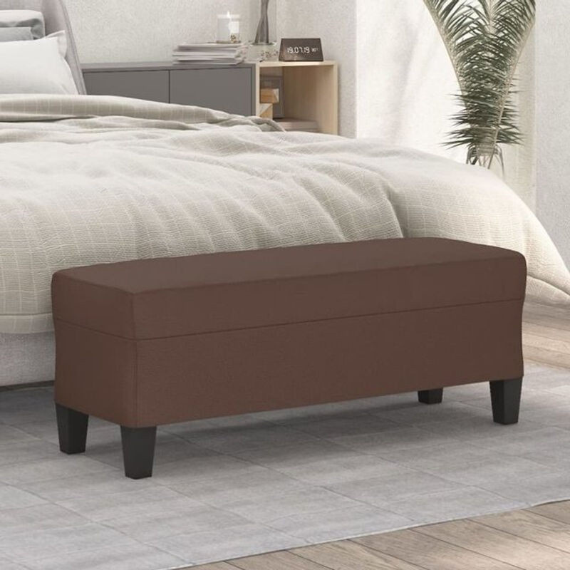 Moderne Sitzbank aus Kunstleder von Vidaxl in Braun, B/T/H: 100 x 35 x 41 cm - Bild 1