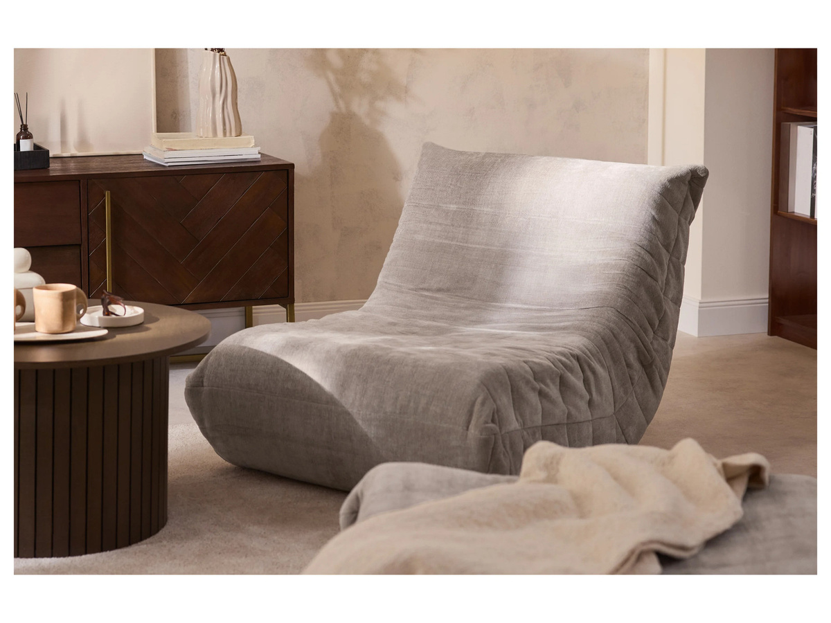 LIVARNO Indoor-Loungesessel mit Armlehnen in Beige aus Stoff und PU-Schaum - Bild 2
