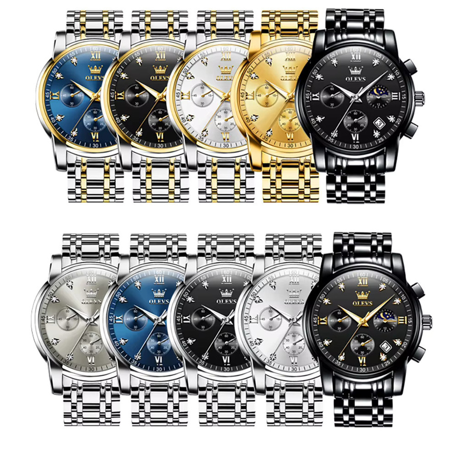 OLEVS Chronograph, Quarz, Edelstahl, Herren, Datum, 3 ATM - Bild 5