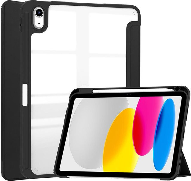 Transparente Acryl Hülle für iPad 11 Zoll und iPad 10. Generation mit Stifthalter und Smart Cover, Schwarz - Bild 1