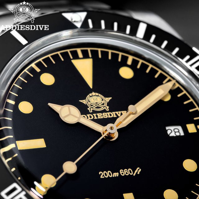 ADDIESDIVE Taucheruhr, Quarz, Edelstahl, Keramiklünette, Schwarz, Herren - Bild 1