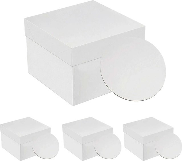 Relaxdays Tortenboxen aus Karton in Weiß, 4er Set mit Tortenboards, B/T/H: 30 x 30 x 30 cm - Bild 1