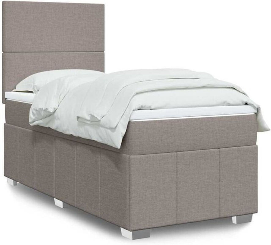 Vidaxl Boxspringbett mit Matratze in Taupe meliert und Weiß, Stoff, B/T/H: 80 x 200 x 150,5 cm - Bild 1