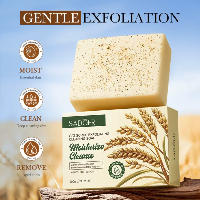 SADOER Hafer Peeling-Gesichtsseife, Reinigungsschaum für Gesicht und Körper, Unisex - Bild 2