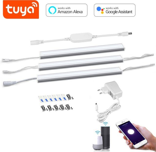 CHNAITEKE Smart Tuya Wifi LED Beleuchtung Kit aus Aluminium in Weiß für Küchenschränke mit Sprachsteuerung via Alexa und Google Assistant - Bild 1