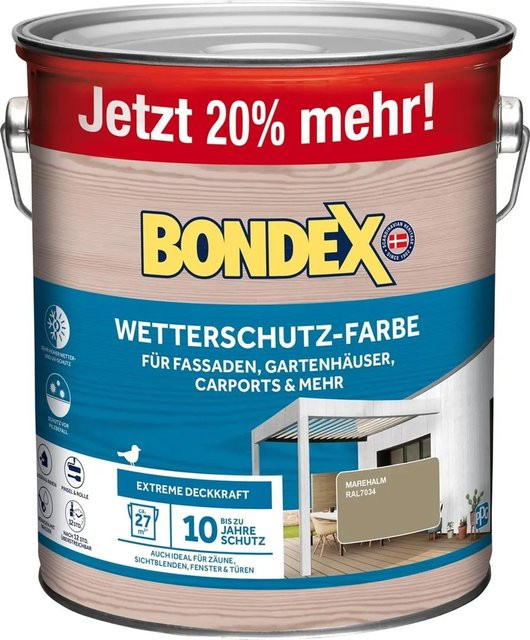 Bondex Wetterschutz-Farbe für Holz in RAL 7034 Marehalm Braun, 3 Liter - Bild 1