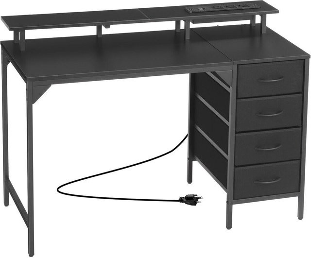 Buying Solutions, MB Gaming-Schreibtisch in Schwarz mit LED-Beleuchtung, Steckdosen und 4 Schubladen, Computertisch für Homeoffice und Gaming, Breite: 120 cm - Bild 1
