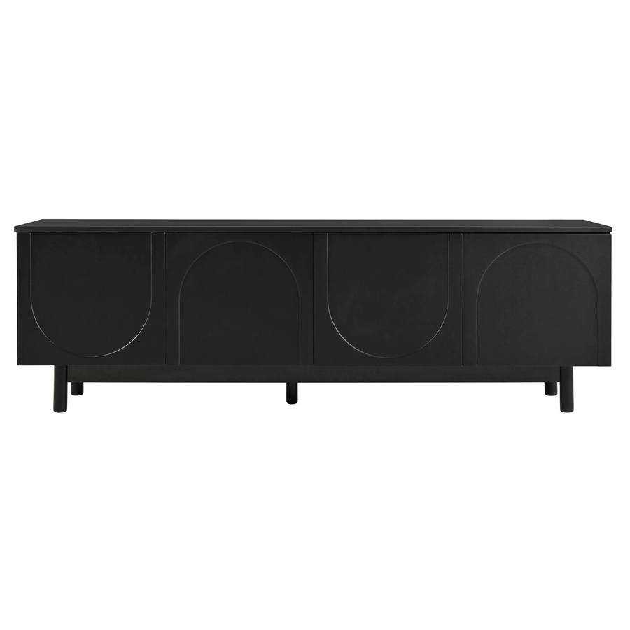 okwish TV Schrank Lowboard in Luxusstil mit Einlegeplatten, Schwarz matt, B/T/H: 175 x 38 x 56 cm - Bild 2
