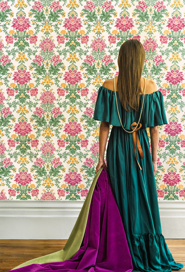 Cole & Son Tapete Poppies Botanisches Design in Soft Fuchsia, Buttercup und Fern auf Creme, Mehrfarbig - Bild 1