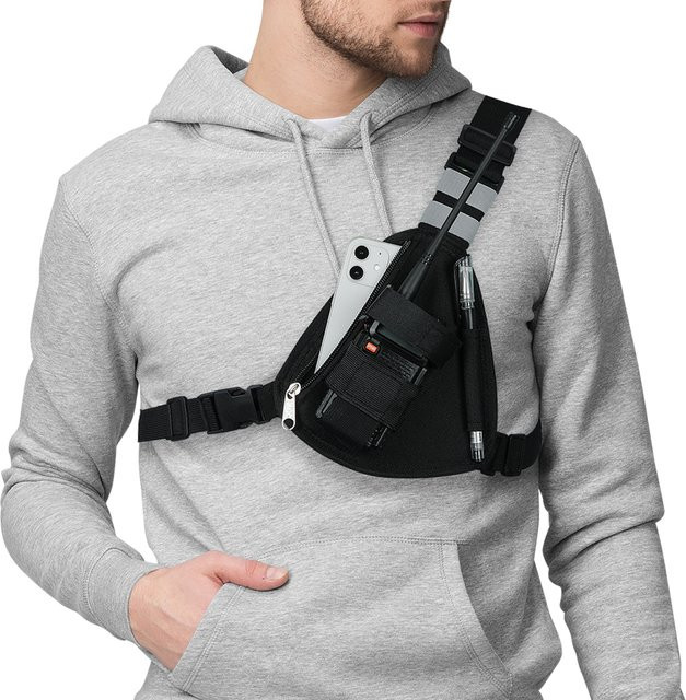 Baofeng Taktische Radio Brustweste aus Nylon in Schwarz mit Holster für BF-888S und UV-5R - Bild 1