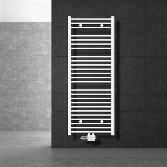 LuxeBath Badheizkörper Sahara Weiß gerade mit Mittelanschluss und Anschlussgarnitur B: 60 cm, H: 150 cm - Bild 1