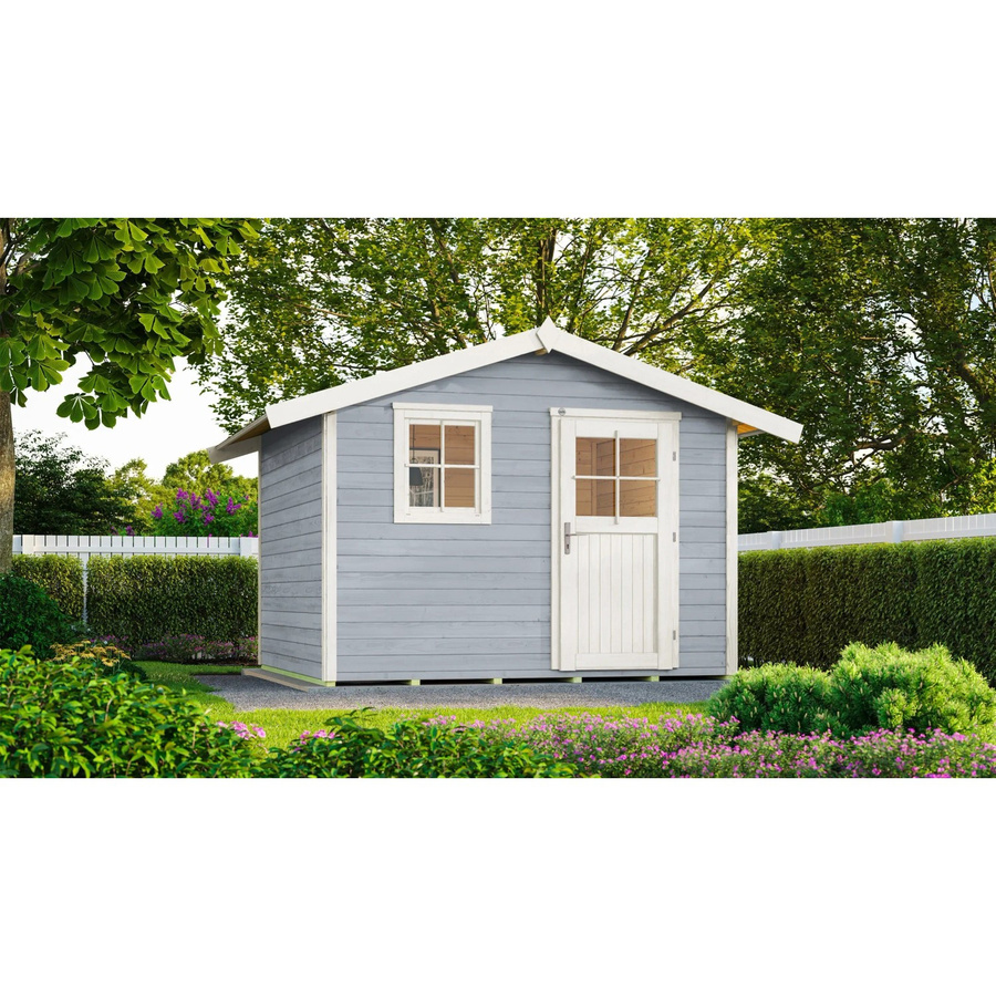 WEKA Gartenhaus 123 Gr.3 aus Massivholz in Grau mit Satteldach, B/H/T: 390 x 247 x 238 cm - Bild 2