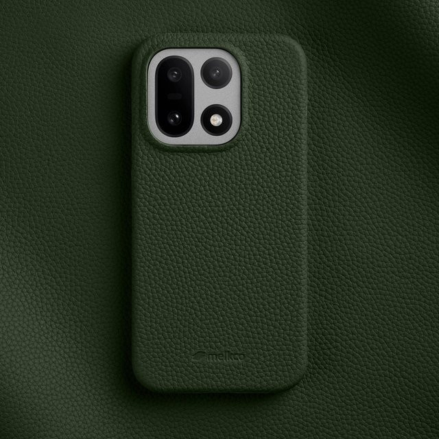 Melkco Echtleder Handyhülle mit Litschi-Muster für OnePlus 15 in Grün - Bild 1