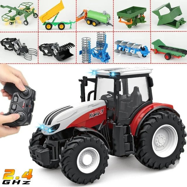 CONUSEA Bauer Auto Spielzeug Set, Traktor Anhänger, 1:24, ferngesteuert, mit Lichtern - Bild 1
