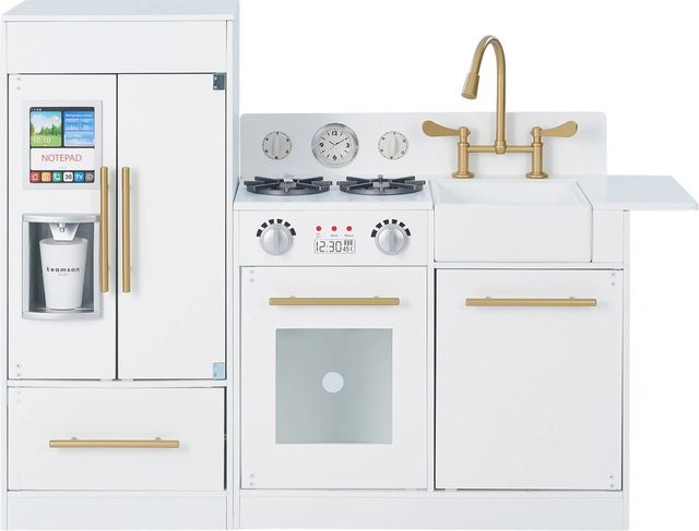 Teamson Kids Little Chef Charlotte Spielküche mit Kühlschrank und Herd, Weiß Gold - Bild 1
