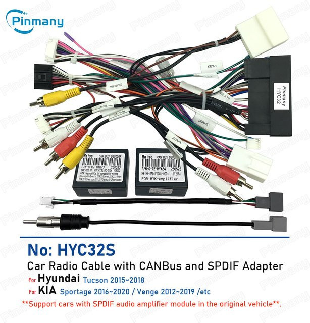 CAN-Bus-Adapter mit SPDIF-Verstärker und optischem Anschluss für Android-Headunits passend für Hyundai Tucson, KIA Sportage und KIA Venge - Bild 1