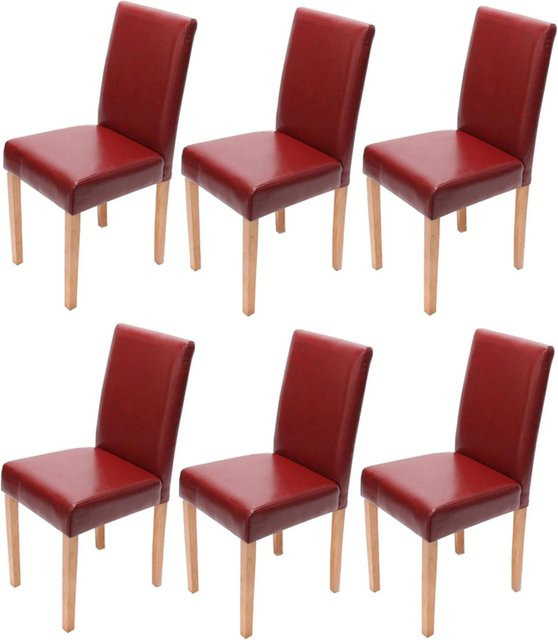 CHEFGASTRO 6er-Set Esszimmerstühle aus Leder in Rot mit Buchenholzbeinen, B/T/H: 43 x 56 x 90 cm, Sitzhöhe: 45 cm - Bild 1