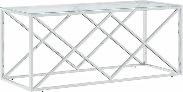 vidaXL Couchtisch Modell 5 aus Edelstahl und Glas in Silber, B/T/H: 110 x 45 x 45 cm - Bild 1
