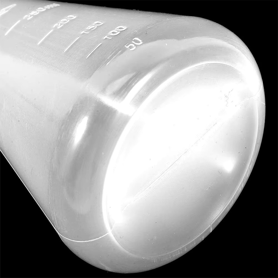 NUOLUX 4er Set konische Laborflaschen aus Kunststoff, transparent, 250 ml, mit breiter Öffnung und Graduierung - Bild 3