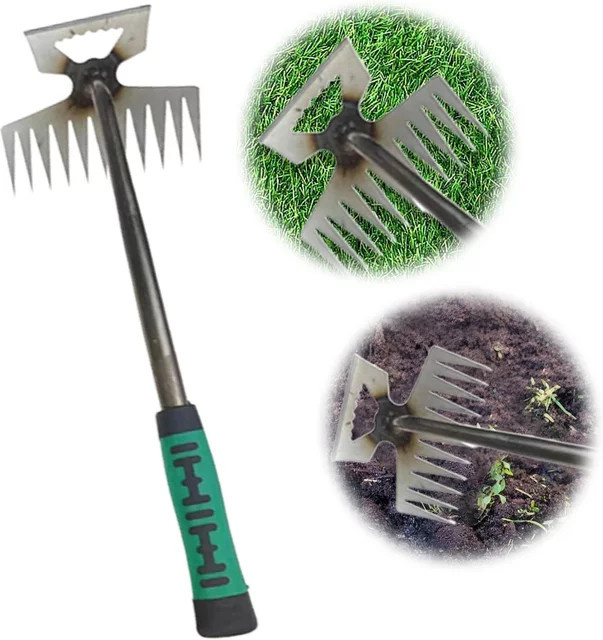 Alloet 2 in 1 Gartenrechen und Unkrautentferner mit Schaufelfunktion zur Wurzelentfernung - Bild 1
