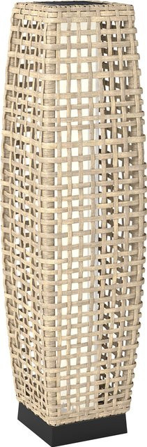 Outsunny Solar Stehlampe im Boho-Stil aus Rattan in Naturholz, IP44 wasserdichte LED Solarlampe mit Lichtsensor für Garten und Balkon - Bild 1