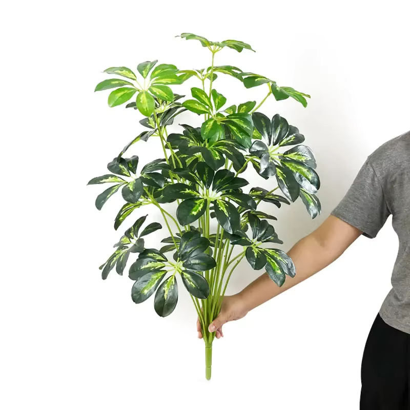 Kmitang Künstliche Tropische Pflanze mit 24 Monstera-Blättern, Grüne Kunststoff-Palme für deine Hausgarten-Dekoration, Höhe: 75 cm - Bild 3