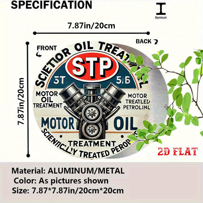 Rundes Aluminiumschild Potdemiel im Vintage-Stil mit Motorillustration, Mehrfarbig, Durchmesser: 20 cm - Bild 2