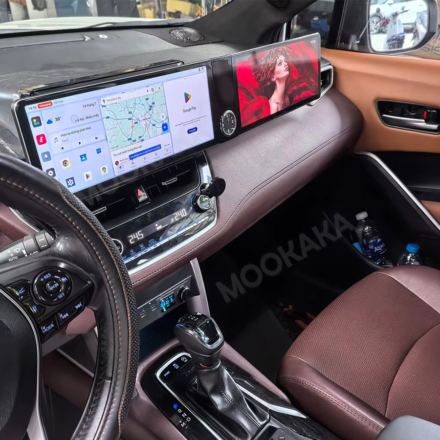 Aotsr Autoradio mit 24,6 Zoll Dual Bildschirm für Toyota Corolla Cross 2017-2024 mit Android Auto, Apple CarPlay und GPS Navigation in Schwarz - Bild 5
