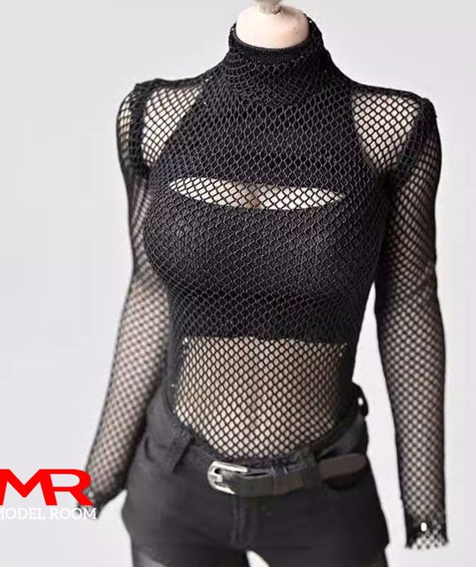 MAK Weibliche Mesh T-shirt Fishnet Top Anzug, Zubehör, Schwarz - Bild 1