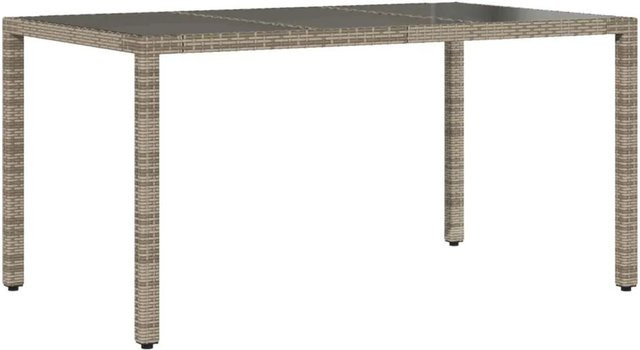 Furnicato Gartentisch aus PE-Rattan mit Glasplatte in Grau, B/T/H: 150 x 90 x 75 cm - Bild 1