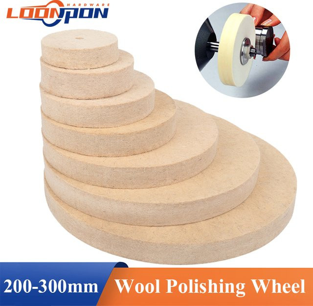 Loonpon Wollfilz-Polierrad für Metall, Marmor, Glas und Keramik, Bohrung: 16 mm, Durchmesser: 200–300 mm, Dicke: 25 mm - Bild 1