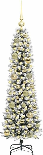 vidaXL Künstlicher Weihnachtsbaum mit 150 warmweißen LEDs in Grün und Weiß, Höhe: 120 cm - Bild 1